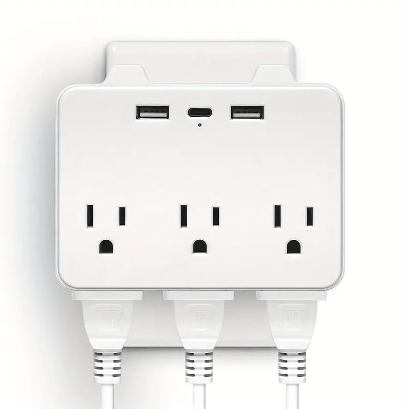 1pc Protection contre les surtensions avancée à 6 prises avec 3 ports USB, 1 USB