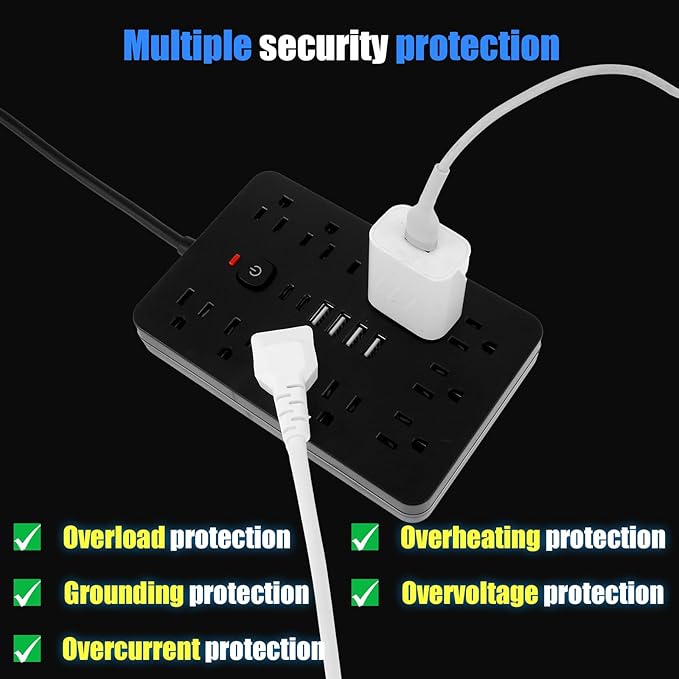 Bande multiprise de protection contre les surtensions 17 en 1