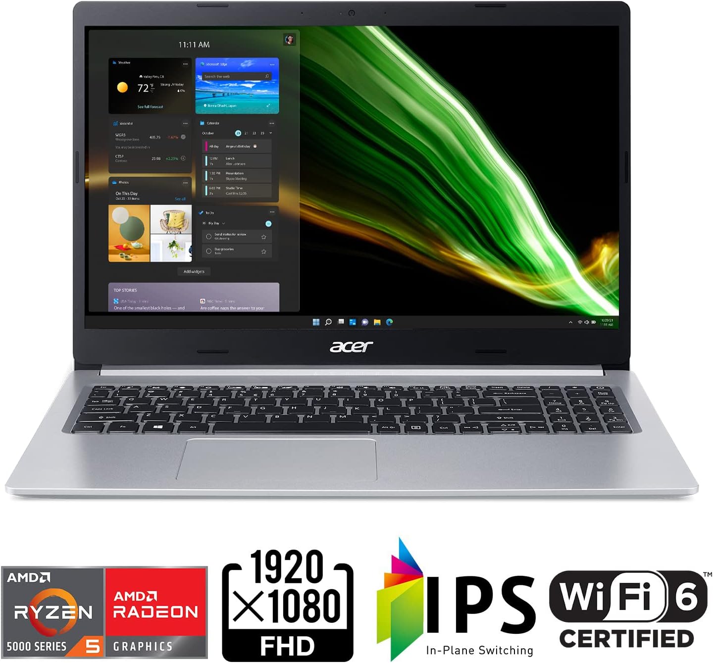 Acer Aspire 5, 15,6 FHD IPS, AMD Ryzen R5-5500U, 8 Go
