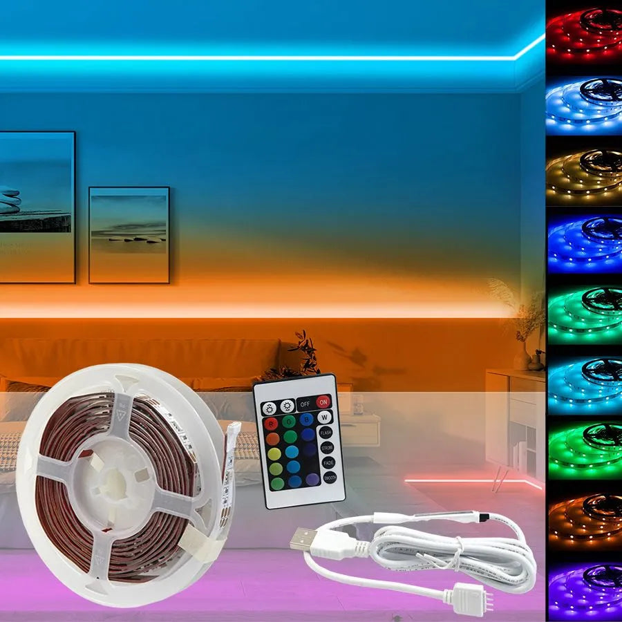 Bande DEL flexible avec télécommande - USB - 5 V - 30 DEL/m - RVB - 2 m
