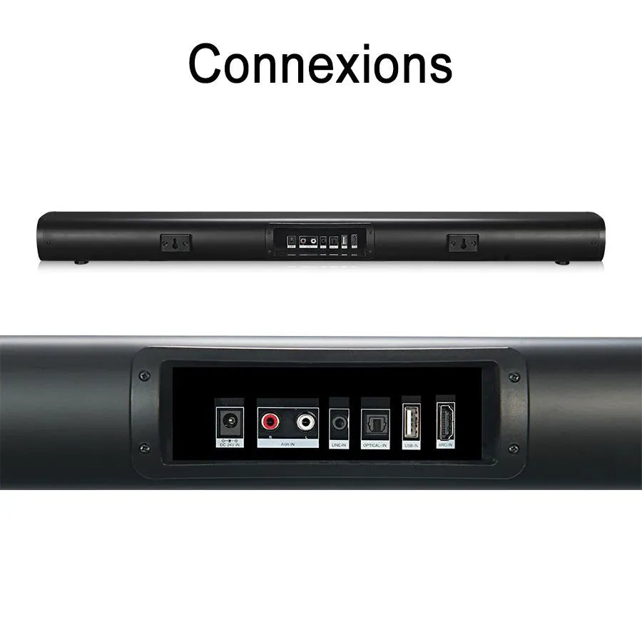 Barre de son Bluetooth 2.1 canaux avec haut-parleur d'extrêmes graves intégré -
