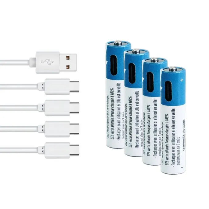 Pile rechargeable AAA Li-ion avec câble 2 x USB-C - 1.5V - Paquet de 2