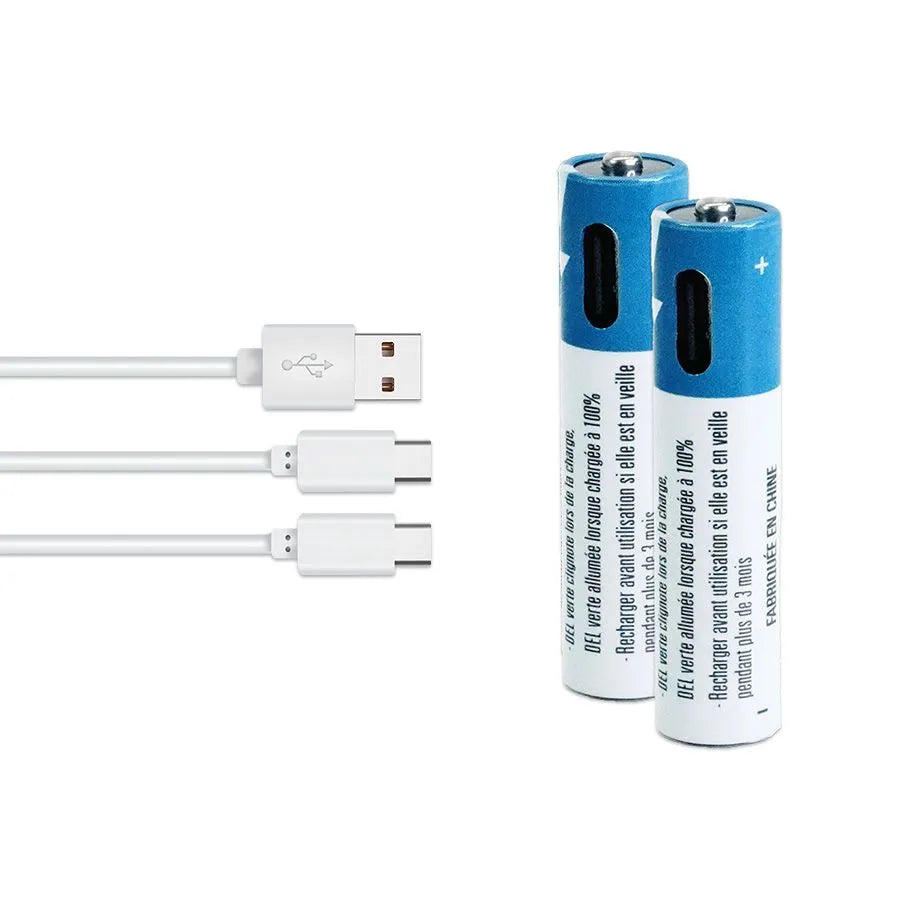 Pile rechargeable AAA Li-ion avec câble 2 x USB-C - 1.5V - Paquet de 2