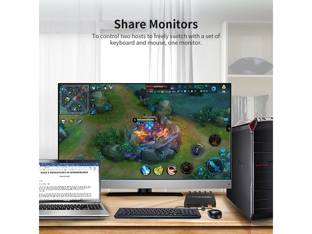 AIMOS AM-KVM 201CL commutateur KVM HDMI/USB 2-en-1