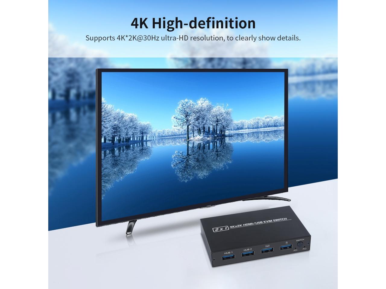 AIMOS AM-KVM 201CL commutateur KVM HDMI/USB 2-en-1