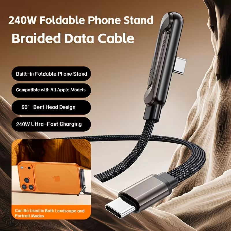 câbles de charge invisibles 240W avec support, câble de charge 2-en-1