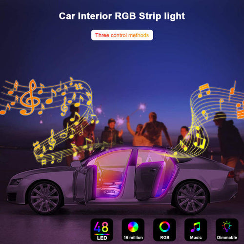 Bande lumineuse RVB pour voiture avec télécommande et contrôle APP 48 LED