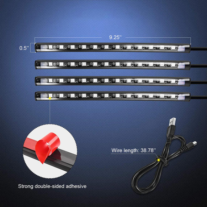 Bande lumineuse RVB pour voiture avec télécommande et contrôle APP 48 LED