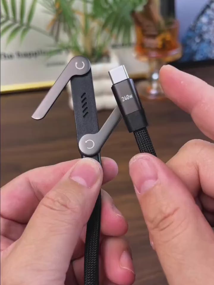 câbles de charge invisibles 240W avec support, câble de charge 2-en-1